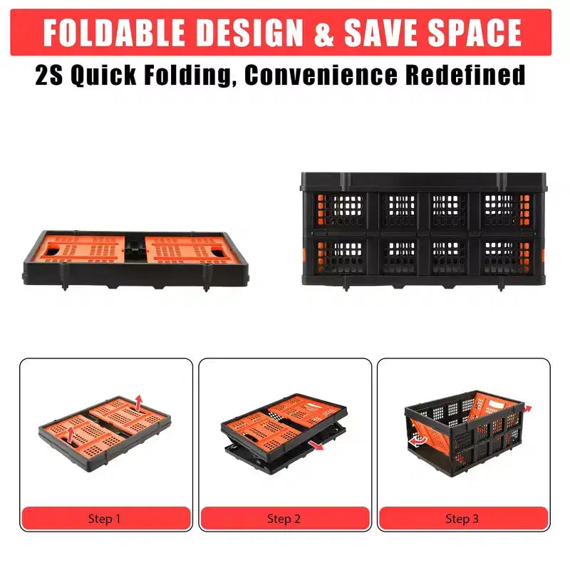 Cestas grandes de almacenamiento plegables de 22x15.7x10.2 pulgadas, cajas de plástico plegables, contenedores apilables extragruesos para el hogar, la cocina y la despensa