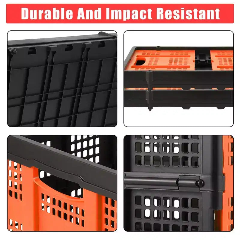 Cestas grandes de almacenamiento plegables de 22x15.7x10.2 pulgadas, cajas de plástico plegables, contenedores apilables extragruesos para el hogar, la cocina y la despensa