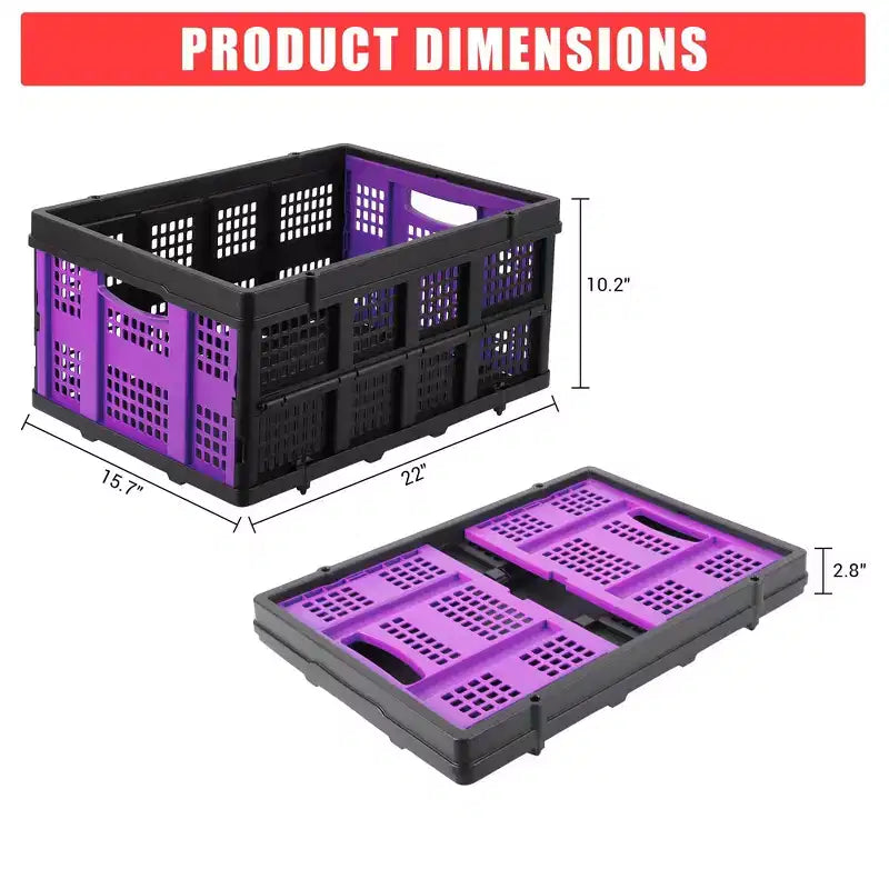 Cestas grandes de almacenamiento plegables de 22x15.7x10.2 pulgadas, cajas de plástico plegables, contenedores apilables extragruesos para el hogar, la cocina y la despensa