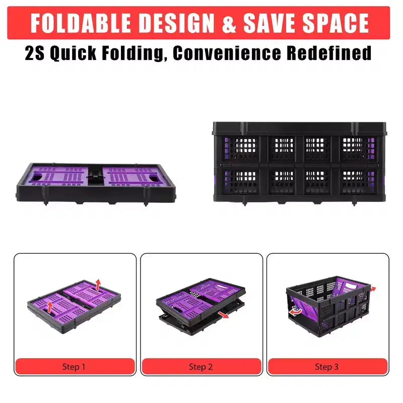 Cestas grandes de almacenamiento plegables de 22x15.7x10.2 pulgadas, cajas de plástico plegables, contenedores apilables extragruesos para el hogar, la cocina y la despensa