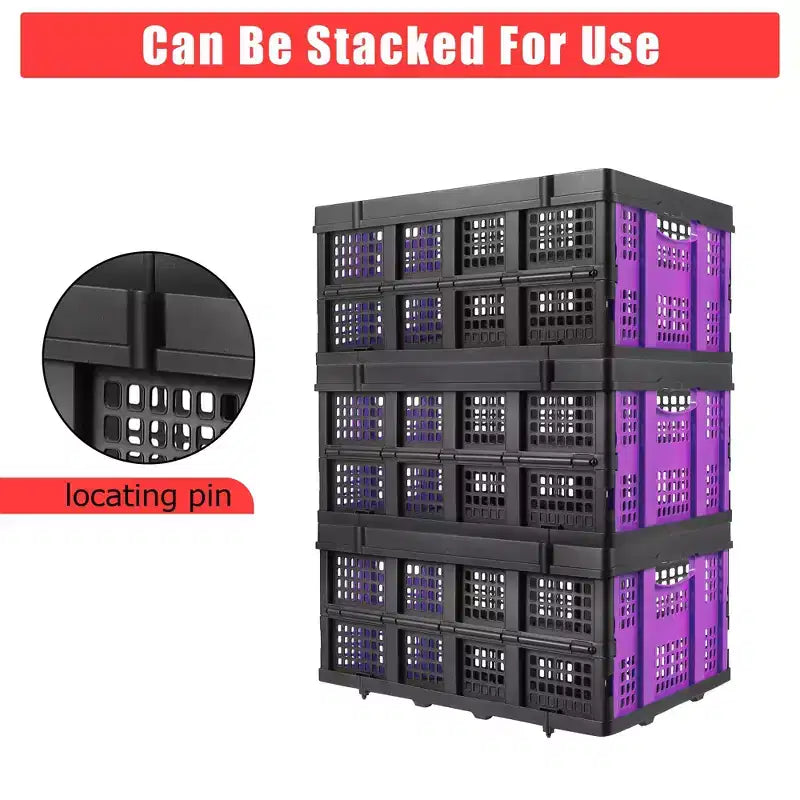 Cestas grandes de almacenamiento plegables de 22x15.7x10.2 pulgadas, cajas de plástico plegables, contenedores apilables extragruesos para el hogar, la cocina y la despensa