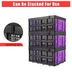 Cestas grandes de almacenamiento plegables de 22x15.7x10.2 pulgadas, cajas de plástico plegables, contenedores apilables extragruesos para el hogar, la cocina y la despensa