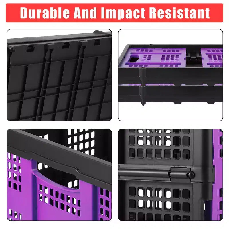 Cestas grandes de almacenamiento plegables de 22x15.7x10.2 pulgadas, cajas de plástico plegables, contenedores apilables extragruesos para el hogar, la cocina y la despensa