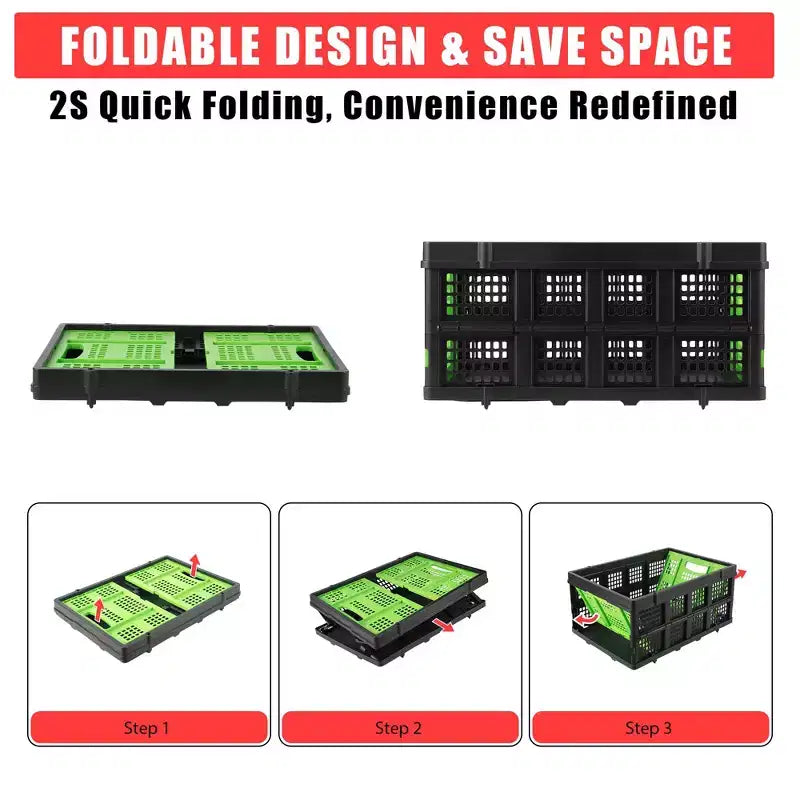Cestas grandes de almacenamiento plegables de 22x15.7x10.2 pulgadas, cajas de plástico plegables, contenedores apilables extragruesos para el hogar, la cocina y la despensa