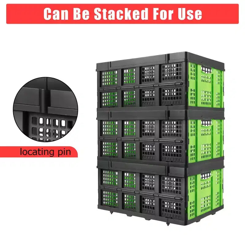 Cestas grandes de almacenamiento plegables de 22x15.7x10.2 pulgadas, cajas de plástico plegables, contenedores apilables extragruesos para el hogar, la cocina y la despensa