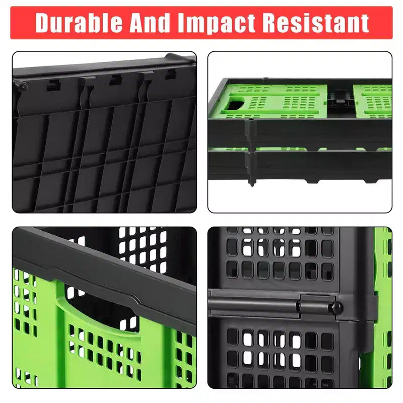 Cestas grandes de almacenamiento plegables de 22x15.7x10.2 pulgadas, cajas de plástico plegables, contenedores apilables extragruesos para el hogar, la cocina y la despensa