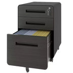 Archivador móvil VIYET 23H con cerradura - Totalmente de acero, montado, diseño antivuelco y ruedas con bloqueo, apto para A4/carta, para hogar/oficina (negro)