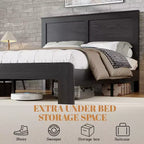 GDFStudio Rixa: Cama de plataforma industrial de madera con cabecero