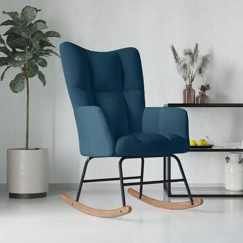 vidaXL Sillón balancín de terciopelo azul para salón, sin reposapiés