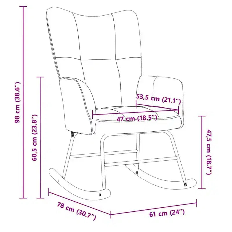 vidaXL Sillón balancín de terciopelo azul para salón, sin reposapiés