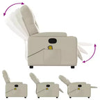 vidaXL Sillón reclinable de masaje de piel sintética color crema