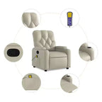 vidaXL Sillón reclinable de masaje de piel sintética color crema