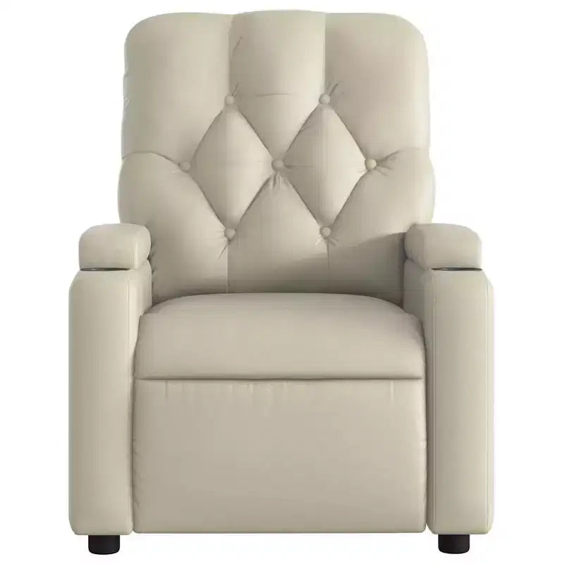 vidaXL Sillón reclinable de masaje de piel sintética color crema