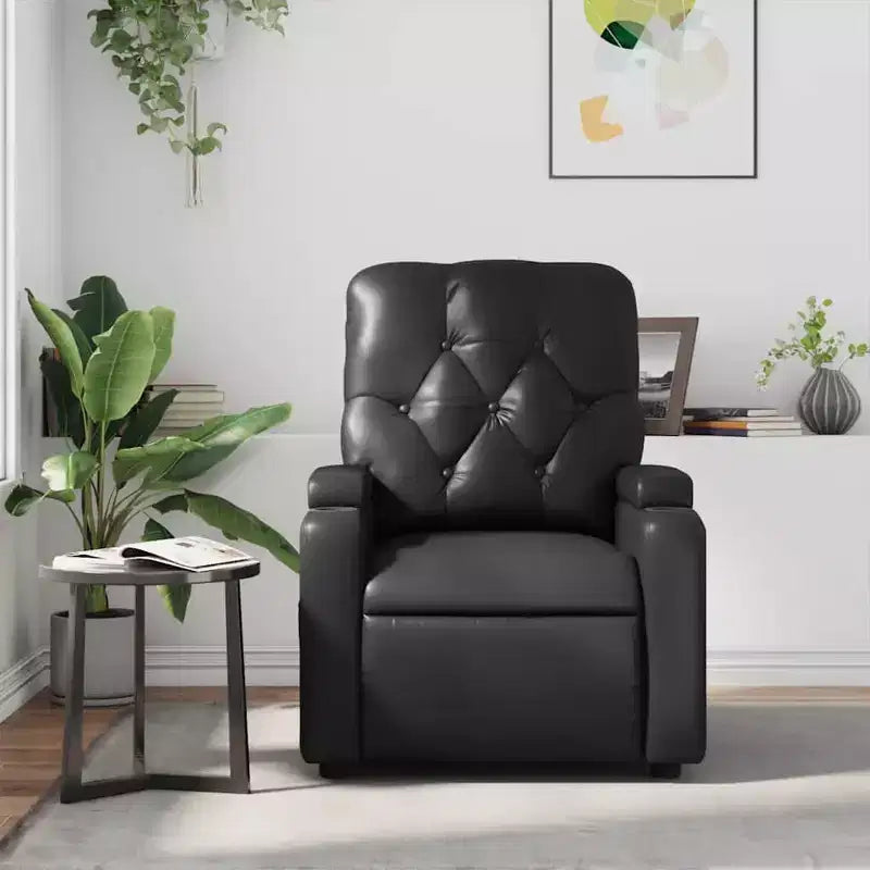 vidaXL Sillón reclinable de masaje de piel sintética color crema