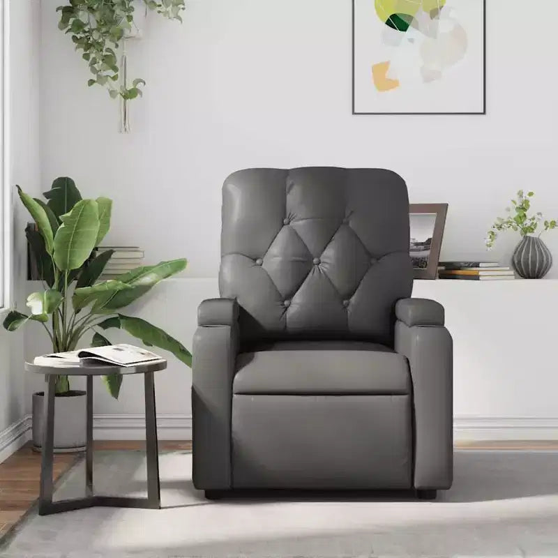 vidaXL Sillón reclinable de masaje de piel sintética color crema