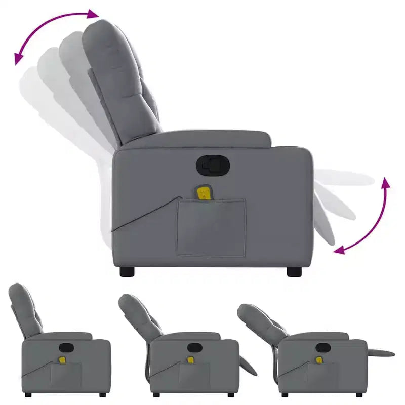 vidaXL Sillón reclinable de masaje de piel sintética color crema