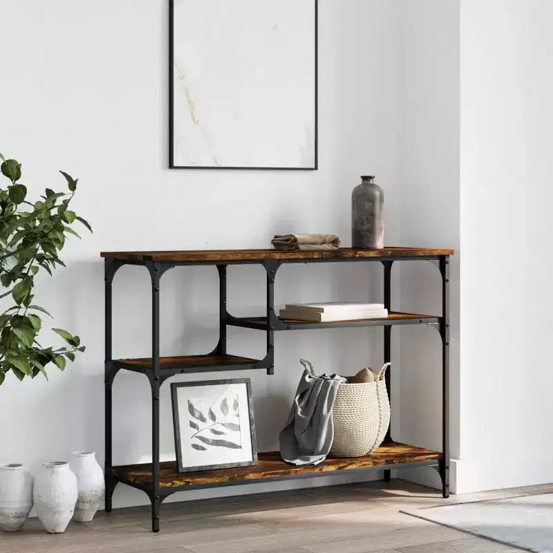 vidaXL Mesa Consola con Estantes Detrás del Sofá, Escritorio de Entrada, Muebles de Sala de Estar