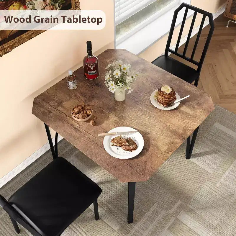 Juego de mesa de comedor para 2 personas con diseño que ahorra espacio, tablero de cristal, asiento tapizado y diseño biselado, adecuado