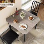 Juego de mesa de comedor para 2 personas con diseño que ahorra espacio, tablero de cristal, asiento tapizado y diseño biselado, adecuado