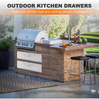 Cajón de Cocina Exterior, Cajón de Almacenamiento Inoxidable Resistente a la Intemperie con Rieles Deslizantes Suaves Bordes Suaves, Cajón para Isla de BBQ para Parrilladas en el Patio