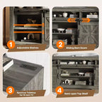 Mueble para TV de granja para televisores de 75 pulgadas con almacenamiento semiabierto, estante ajustable y puertas corredizas, consola multimedia de 66 pulgadas para sala de estar