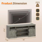 Mueble para TV de granja para televisores de 75 pulgadas con almacenamiento semiabierto, estante ajustable y puertas corredizas, consola multimedia de 66 pulgadas para sala de estar