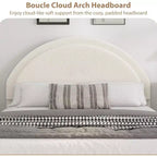 Estructura de cama doble con somier acolchado y plataforma de cabecero de lana de cordero, estructura de cama similar a una nube con esquinas suaves y redondeadas, fácil de montar