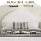 Estructura de cama doble con somier acolchado y plataforma de cabecero de lana de cordero, estructura de cama similar a una nube con esquinas suaves y redondeadas, fácil de montar