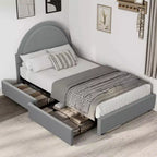 Estructura de cama doble con somier acolchado y plataforma de cabecero de lana de cordero, estructura de cama similar a una nube con esquinas suaves y redondeadas, fácil de montar