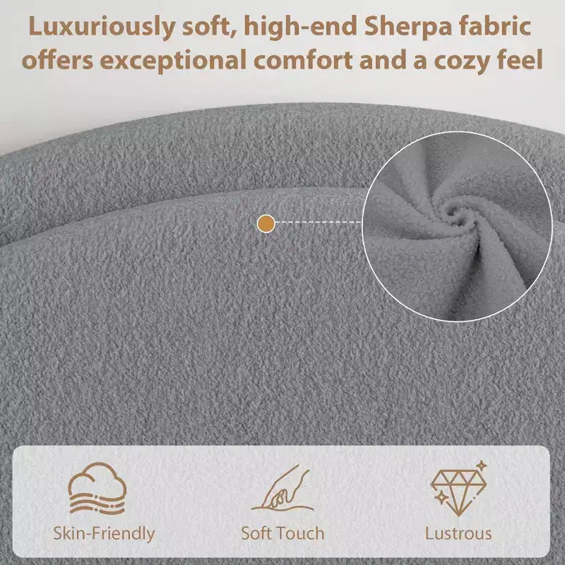 Estructura de cama doble con somier acolchado y plataforma de cabecero de lana de cordero, estructura de cama similar a una nube con esquinas suaves y redondeadas, fácil de montar