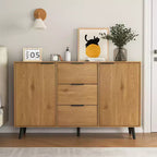 Aparador tipo bufé con almacenaje, mueble de café de madera, consola con 3 cajones y 1 puerta, aparador de cocina natural