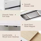 JVNOXK Isla de cocina móvil de 74 pulgadas con ruedas y mesa de comedor extensible, incluye especiero y 2 cajones, adecuada para cocina, blanca