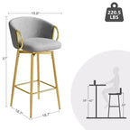 MAYEERTY - Juego de 2 sillas de comedor de 30 pulgadas, estilo moderno, sillas de bar giratorias con taburetes altos para cocina, bar, restaurantes, beige gris