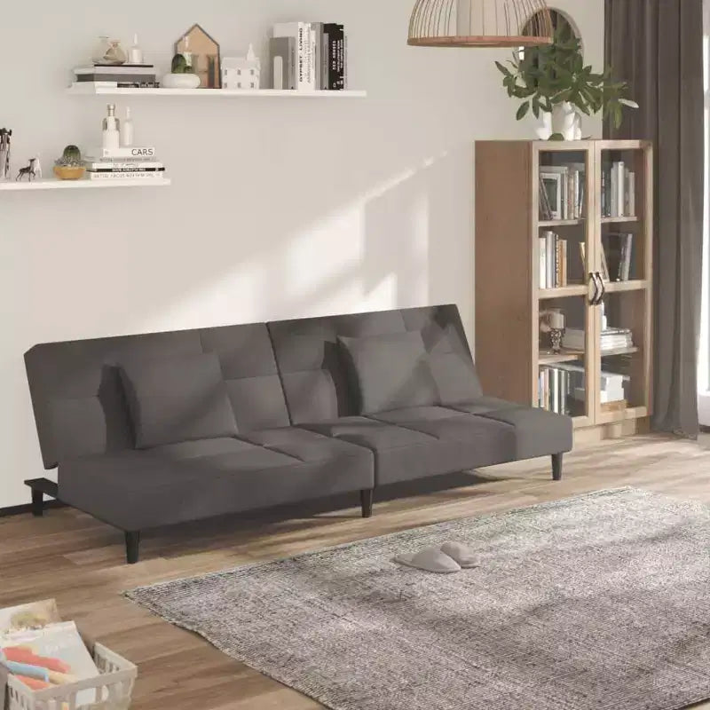 Sofá cama de 2 plazas vidaXL con dos almohadas de terciopelo negro
