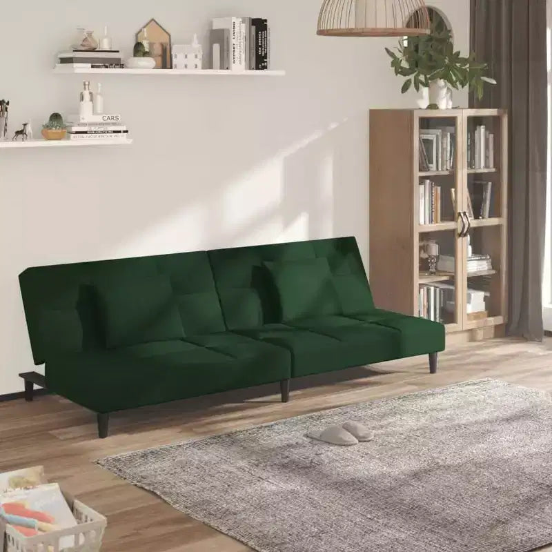 Sofá cama de 2 plazas vidaXL con dos almohadas de terciopelo negro