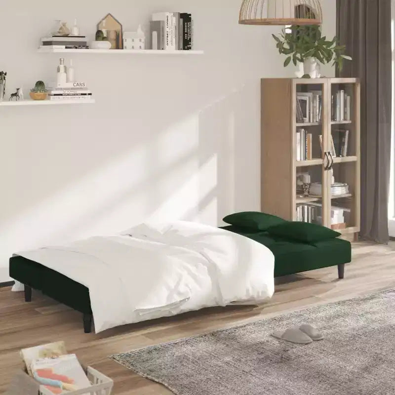Sofá cama de 2 plazas vidaXL con dos almohadas de terciopelo negro