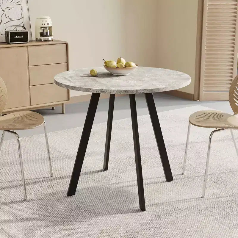 MAYEERTY Mesa de centro circular minimalista moderna de 33.5 pulgadas, textura de cemento gris para sala de estar