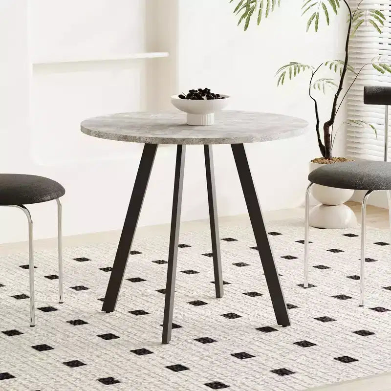MAYEERTY Mesa de centro circular minimalista moderna de 33.5 pulgadas, textura de cemento gris para sala de estar