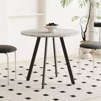 MAYEERTY Mesa de centro circular minimalista moderna de 33.5 pulgadas, textura de cemento gris para sala de estar
