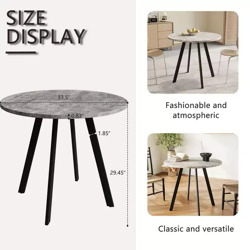 MAYEERTY Mesa de centro circular minimalista moderna de 33.5 pulgadas, textura de cemento gris para sala de estar