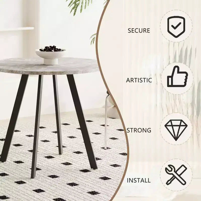 MAYEERTY Mesa de centro circular minimalista moderna de 33.5 pulgadas, textura de cemento gris para sala de estar