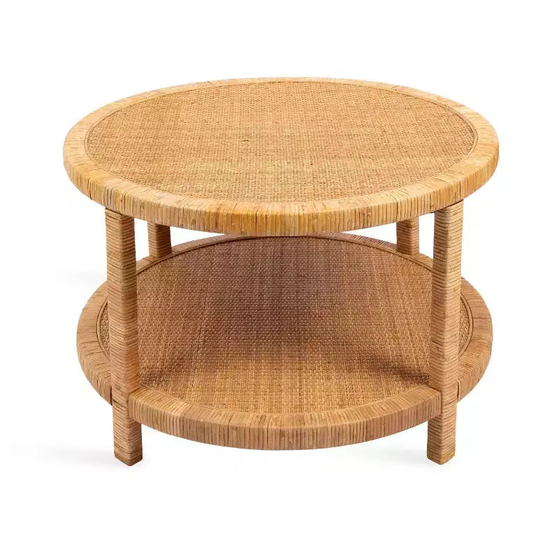 Kate and Laurel Rafina Mesa de centro redonda de ratán, 28x28x18, Natural