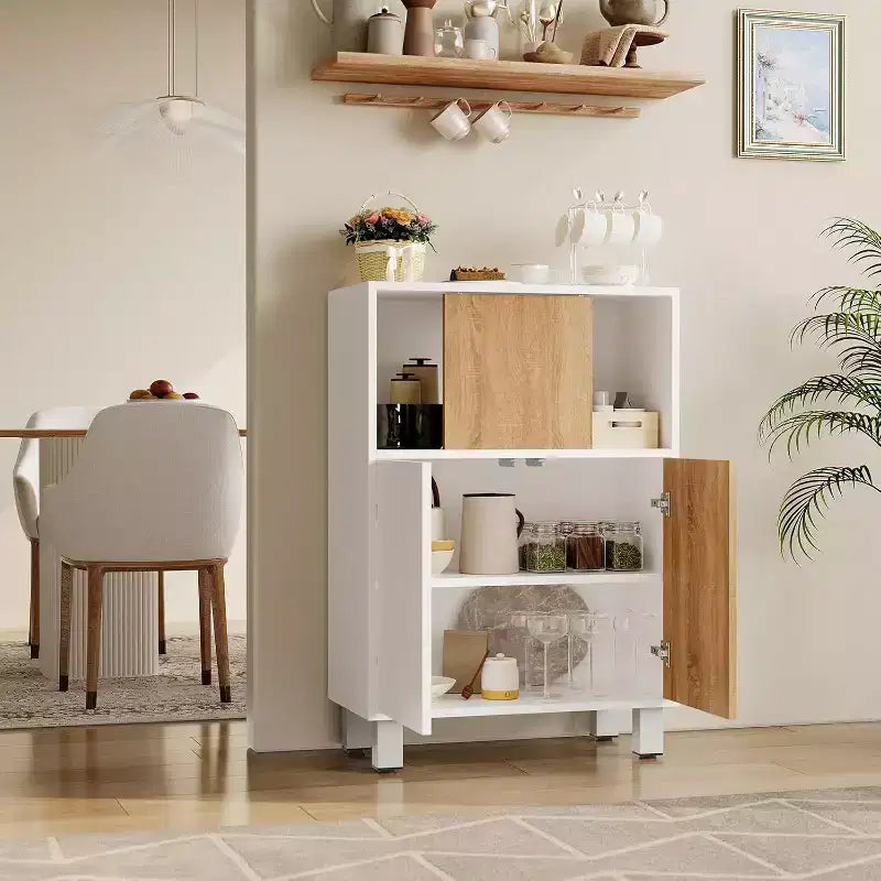 Aparador con almacenamiento, Armario con puertas correderas tipo granero, Estantes ajustables, Armario de almacenamiento para recibidor, comedor y sala de estar