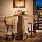 Mesa alta de bar Lantine, mesa redonda de pub de 95 cm de alto para bares pequeños, comedor, cocina, color madera (solo mesa)