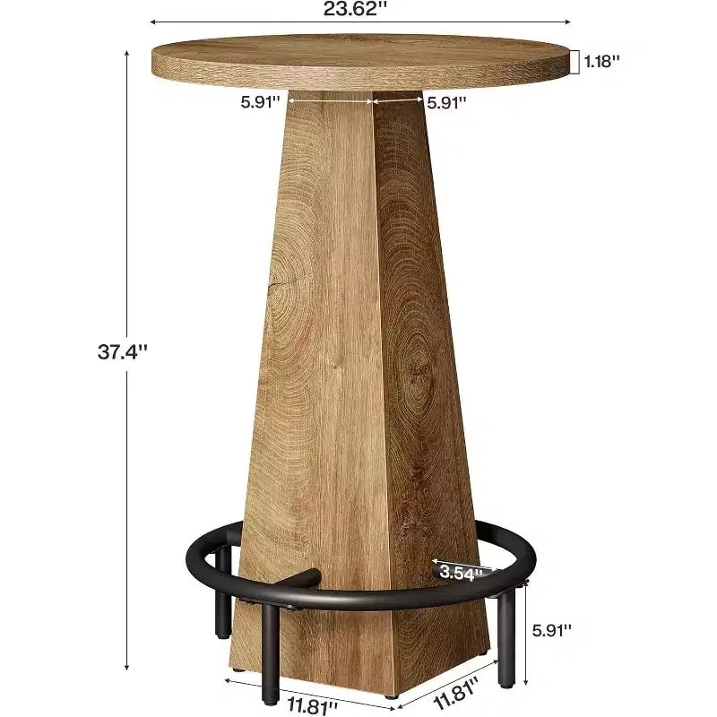 Mesa alta de bar Lantine, mesa redonda de pub de 95 cm de alto para bares pequeños, comedor, cocina, color madera (solo mesa)