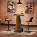 Mesa alta de bar Lantine, mesa redonda de pub de 95 cm de alto para bares pequeños, comedor, cocina, color madera (solo mesa)