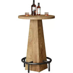 Mesa alta de bar Lantine, mesa redonda de pub de 95 cm de alto para bares pequeños, comedor, cocina, color madera (solo mesa)