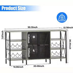 Acekool - Armario de bar industrial, aparador con botellero y estantes de almacenamiento para comedor o sala de estar