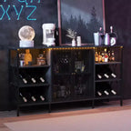 Acekool - Armario de bar industrial, aparador con botellero y estantes de almacenamiento para comedor o sala de estar