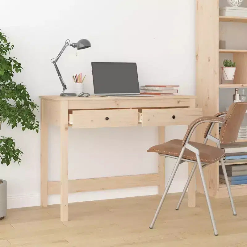 vidaXL Escritorio Madera Natural Madera maciza de pino Escritorio mediano Rectangular